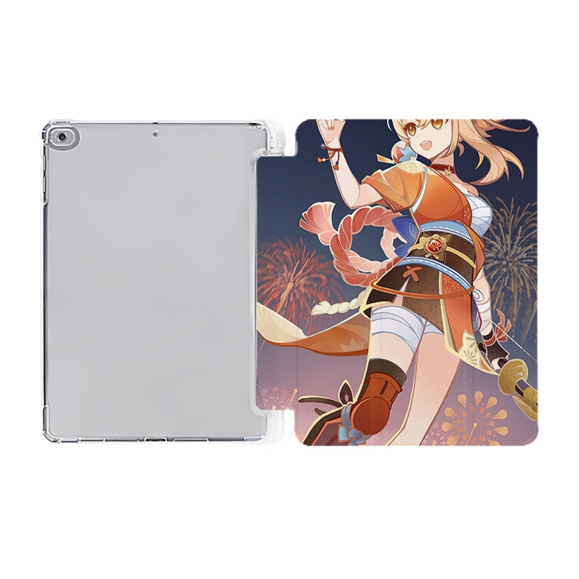 げんし神 genshin IPad ケース ペン収納付き 三つ折りスタンド PUレザー×シリコン 対応機種9.5/10.5/10.9インチ